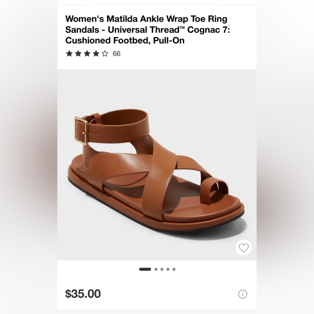 Universal Thread Women’s Matilda Ankle Wrap Toe Ring Sandal - Cognac